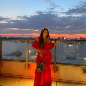 RED SIENNA RUFFLED SKIRT SET JLUXLABEL